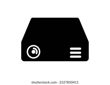 LCD projector in black and white. Simple illustration in perspective view.