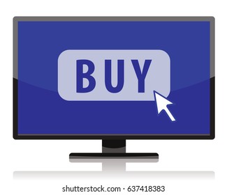 lcd screen with cursor showing word "buy" 