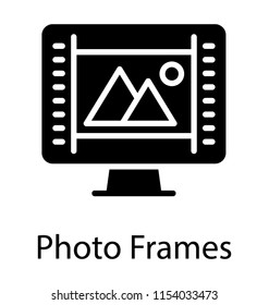 
Lcd screen with landscape denoting icon for photo frame 
