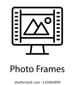 
Lcd screen with landscape denoting icon for photo frame 
