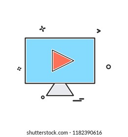 lcd screen play icon design vector