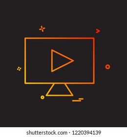 lcd screen play icon design vector
