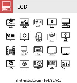 lcd simple icons set. Contains such icons as Computer, Screen, Home theater, Monitor, can be used for web, mobile and logo