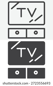 Televisión LCD con diferentes iconos de estilo. Línea, contorno y símbolo de Vector de icono sólido y símbolo. Icono de Vector de trazo editable para TV de pantalla plana.
