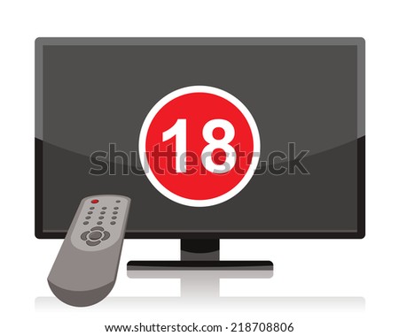 lcd tv with 18 sticker on screen 