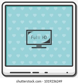 LCD TV FULL HD flat vector icon.