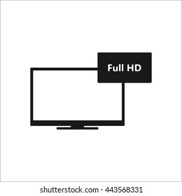 LCD TV FULL HD sign simple icon on background
