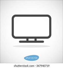 LCD TV Icon - Isolated Vector Illustration. Simplified line design.