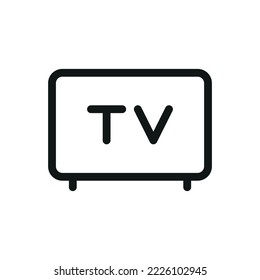 LCD TV isolated icon, televisor outline vector icon with editable stroke