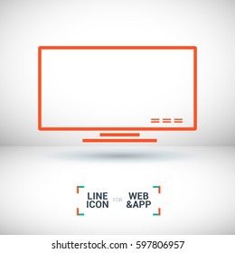 lcd tv isolated minimal icon. big tv graph line vector icon for websites and mobile minimalistic flat design. 