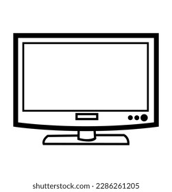 LCD tv monitor outline, flat vector illustration. Isolated on white.TV screen. isolated on a white background. Vector illustration.