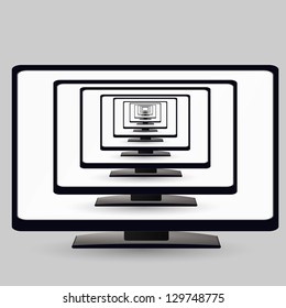 LCD TV monitor with a screen on the screen. Illustration on white background