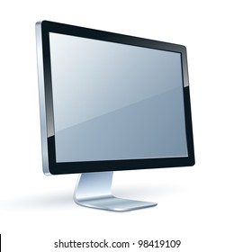 Lcd Tv Monitor, Vector Illustration.