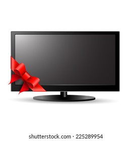 LCD TV with red bow
