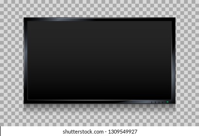 Lcd Tv Screen. Flat Tv Screen Or Television Display Vector Illustration, Wall Plasma Or Led Monitor Panel