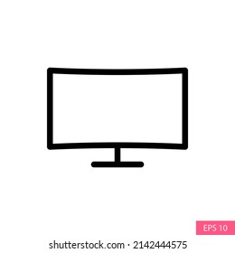 LCD, TV screen or Monitor display vector icon in line style design for website design, app, UI, isolated on white background. Editable stroke. EPS 10 vector illustration.