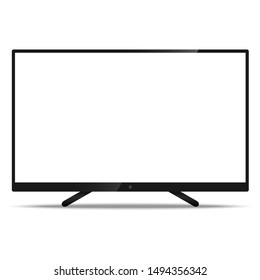 LCD TV Screen with resolution ultra HD 4k and 16:9 aspect ratio widescreen display with a blank screen realistic style icon for mockup isolated on white background. Vector illustration