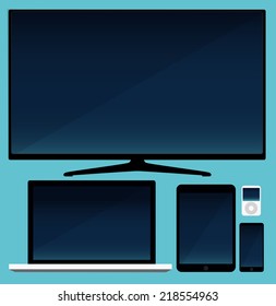 Lcd tv, smartphone and tablet and laptop