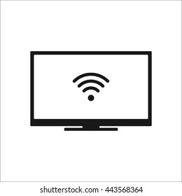 Lcd tv wi-fi sign simple icon on background