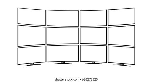 LCD Video Walls On White Background