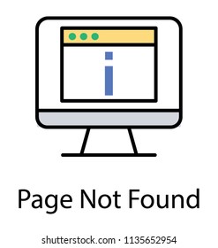 
Lcd and web page with i sign, showing icon for page not found 
