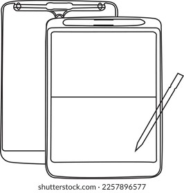 LCD Writing tablet 12 inch with newest High tech split screen writing and Delete Function Drawing line art vector icon