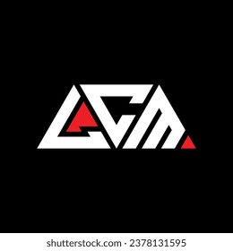 LCM triangle letter logo design with triangle shape. LCM triangle logo design monogram. LCM triangle vector logo template with red color. LCM triangular logo Simple, Elegant, and Luxurious design.