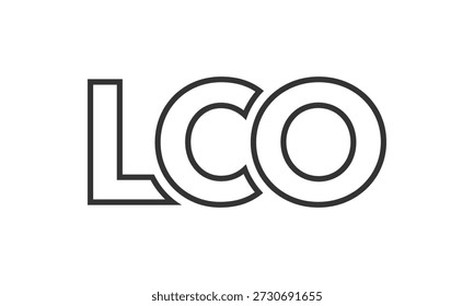 Plantilla de diseño de logotipo LCO con texto en negrita fuerte y moderno. Logotipo de Vector inicial basado con tipografía simple y mínima. Identidad de empresa de moda ideal para la presencia de la marca de negocios.