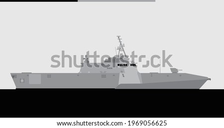 LCS-2. Independence class littoral combat ship. Vector image for illustrations and infographics.