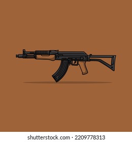 LCT AK-47 G04 NV AEG Gun With Bullets Vector Illustration. Headshot. Weapon Icon Illustration. Pistol Cartoon Logo Vector