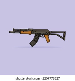 LCT AK-47 G04 NV AEG Gun With Bullets Vector Illustration. Headshot. Weapon Icon Illustration. Pistol Cartoon Logo Vector