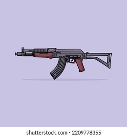 LCT AK-47 G04 NV AEG Gun With Bullets Vector Illustration. Headshot. Weapon Icon Illustration. Pistol Cartoon Logo Vector