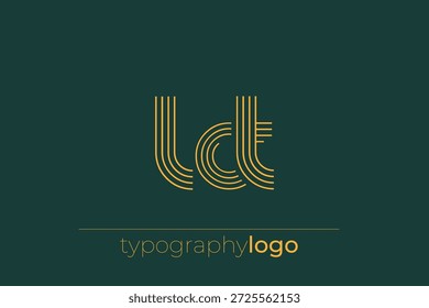 Logotipo de tipografia geométrica moderna LCT. Composição moderna e elegante com uma ilustração de logotipo de tipografia monocromática projetada com linhas intrincadas.