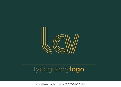 LCV modern geometric typography logo. Modern and stylish composition featuring a monochromatic typography logo illustration designed with intricate lines.