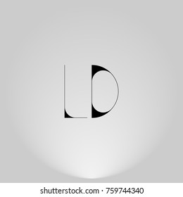 LD Black thin minimalist LOGO Design with Highlight on Gray background.