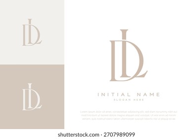 LD DL initial letter handwriting and luxury logo