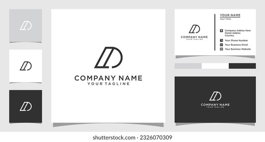 LD or DL initial letter logo design vector with business card design