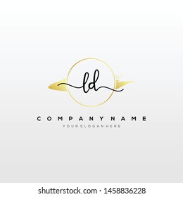 LD handwriting initial logo template vector.