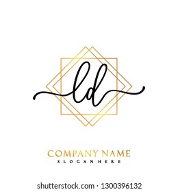 LD Initial Handwriting logo template vector