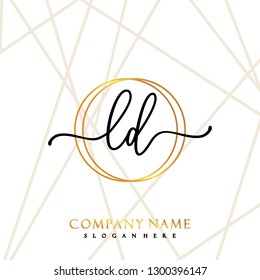 LD Initial Handwriting logo template vector