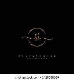 LD initial handwriting logo template vector