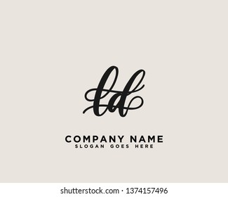 LD Initial Handwriting Logo Vector