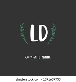 LD Initial handwriting and signature logo design with circle. Beautiful design handwritten logo for fashion, team, wedding, luxury logo.