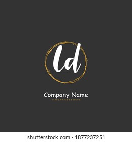LD Initial handwriting and signature logo design with circle. Beautiful design handwritten logo for fashion, team, wedding, luxury logo.