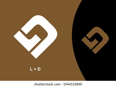 LD letra inicial diseño marrón negro