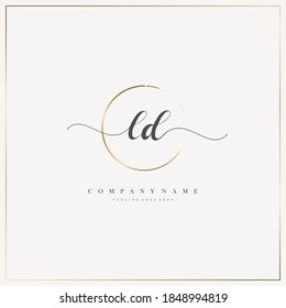 LD Initial Letter handwriting logo hand drawn template vector, logo for beauty, cosmetics, wedding, fashion and business	
