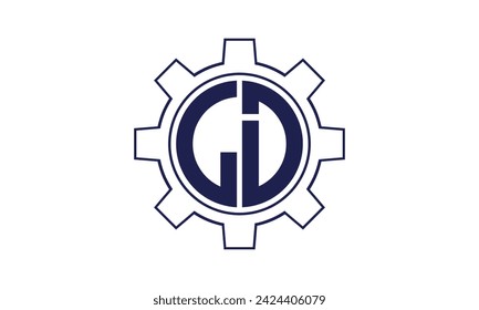 Plantilla del vector del diseño del logotipo del círculo mecánico de la letra inicial del LD. industrial, ingeniería, servicio, marca de la palabra, marca de la letra, monograma, construcción, negocio, empresa, corporativo, comercial, geométrico
