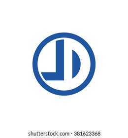 LD initial letters circle business logo blue