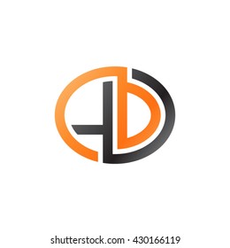 LD initial letters looping linked ellipse logo orange black