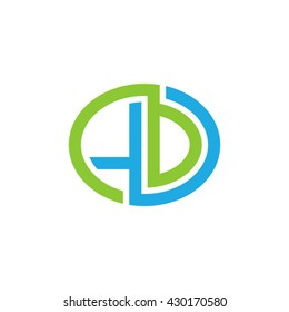 LD initial letters looping linked ellipse logo blue green